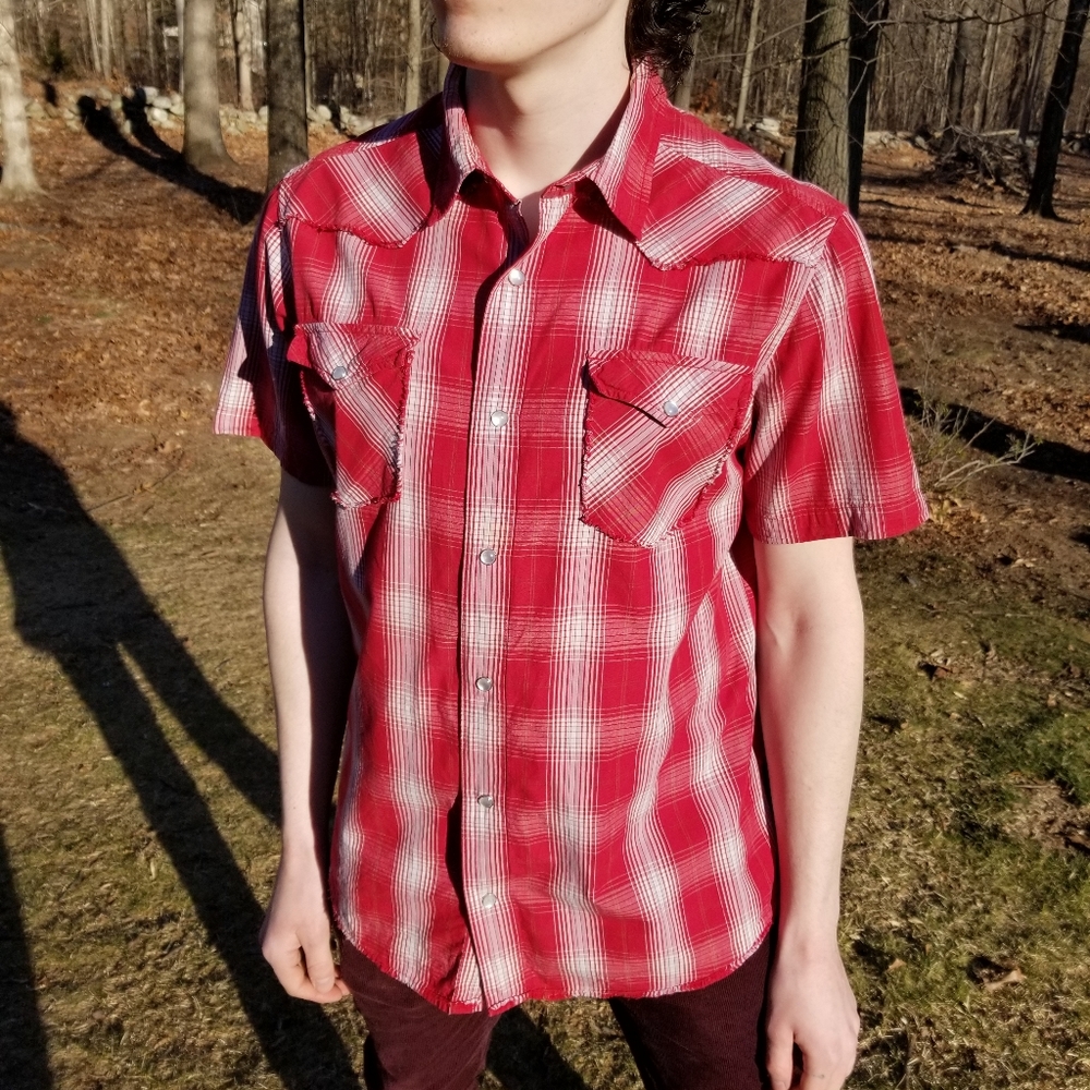 Vintage Urban Pipeline Flannel Shirt in Red